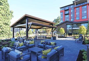 a rendering of the outdoor patio at the new courtyard at the hotel